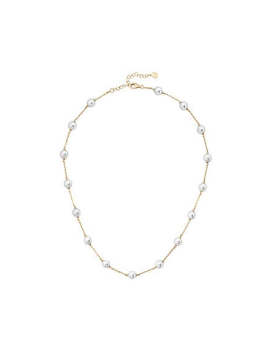 MAJORICA Golden Silver Short Necklace Ilusion | Pearl Chain Necklaces