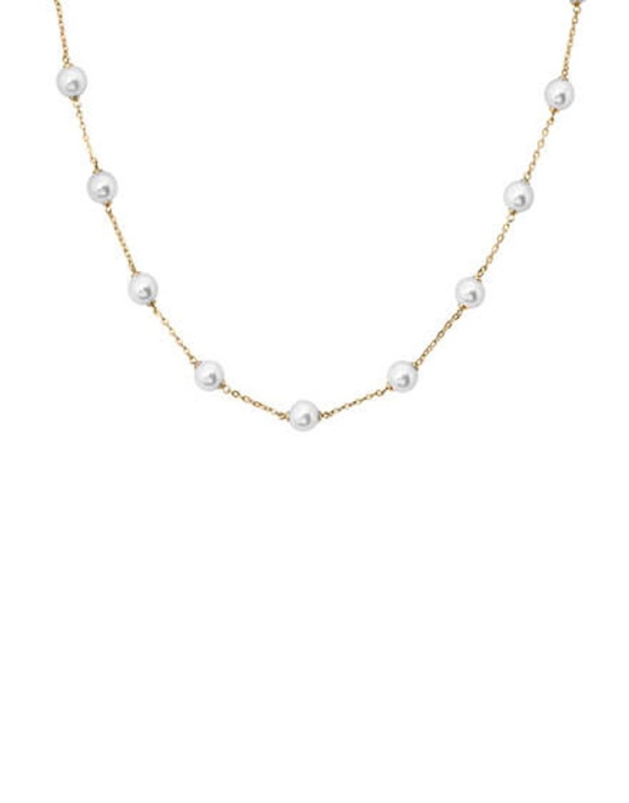 MAJORICA Golden Silver Short Necklace Ilusion | Pearl Chain Necklaces