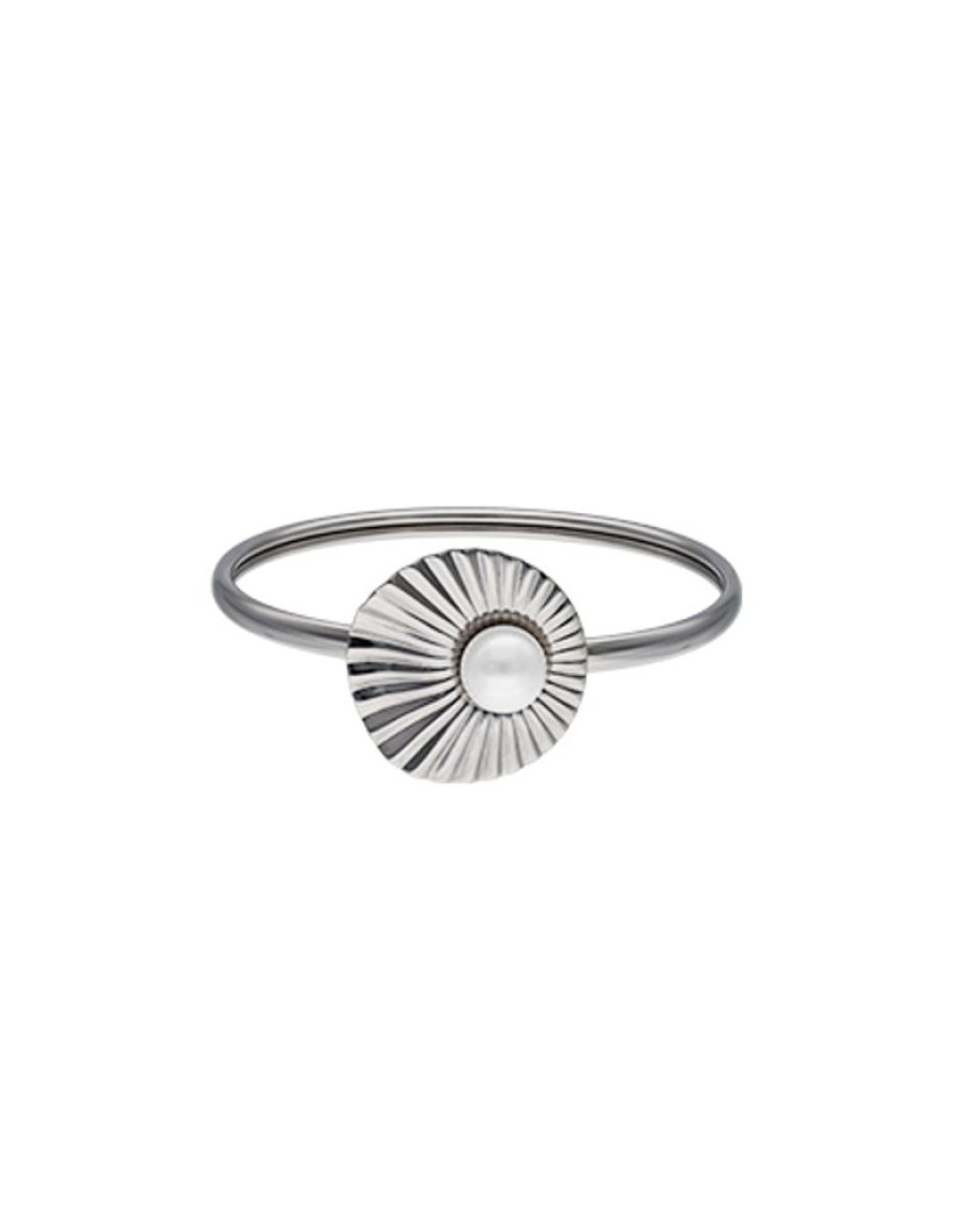 MAJORICA Rigid Le Palm Steel Bracelet With A White Pearl | Bangle Bracelets