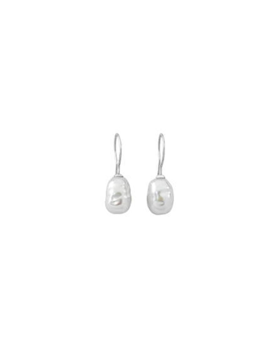 MAJORICA Silver Earrings Tender With 8Mm Barroque White Pearl | Pearl Drop Earrings