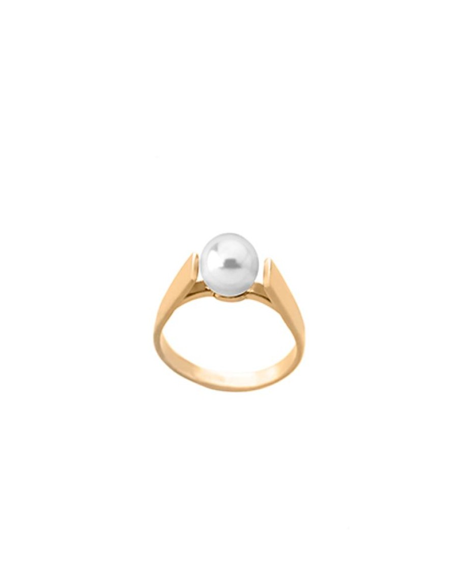 MAJORICA Gold Plated Nuada With 7Mm White Pearl | Pearl Engagement Rings