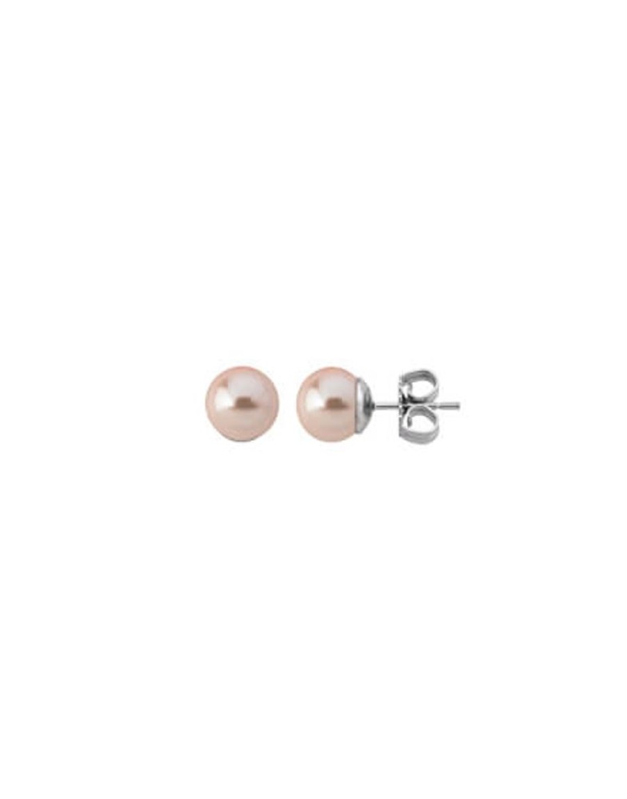 MAJORICA Earrings Lyra With 8Mm Pink Pearl | Pearl Stud Earrings