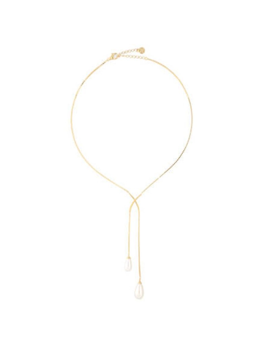 MAJORICA Short Elixa Necklace With White Pear Drop Pearl | Pearl Chain Necklaces