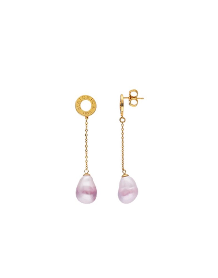 MAJORICA Long Luar Earrings With Ruby Red Gradient Baroque Pearls | Pearl Drop Earrings