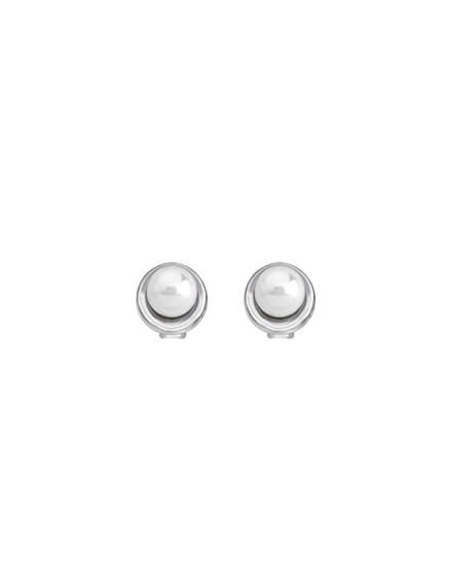 MAJORICA Margot Silver Earrings With An Embedded Round Pearl | Short Earrings