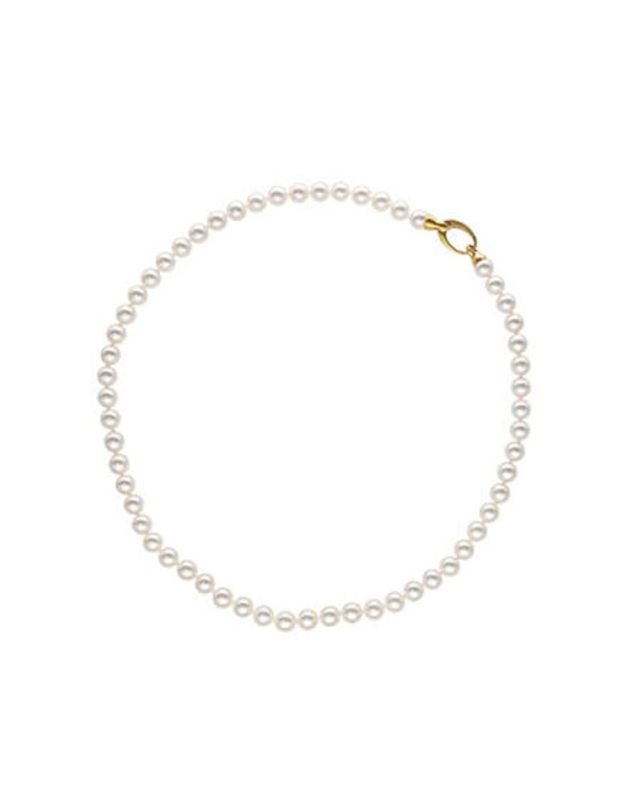 MAJORICA Gold Plated Necklace Lyra 45Cm And 6Mm White Pearls | Long Pearl Necklaces