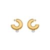 MAJORICA Juno Large Hoop Earrings In Gold Steel And Pearl | Pearl Hoop Earrings