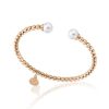 MAJORICA Golden Steel Bangle Carmen With White Pearls | Bangle Bracelets