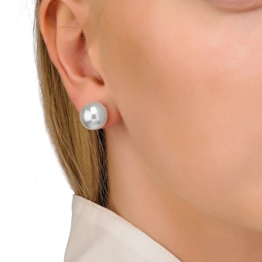 MAJORICA Earrings Lyra Silver With 12Mm White Pearl | Pearl Stud Earrings