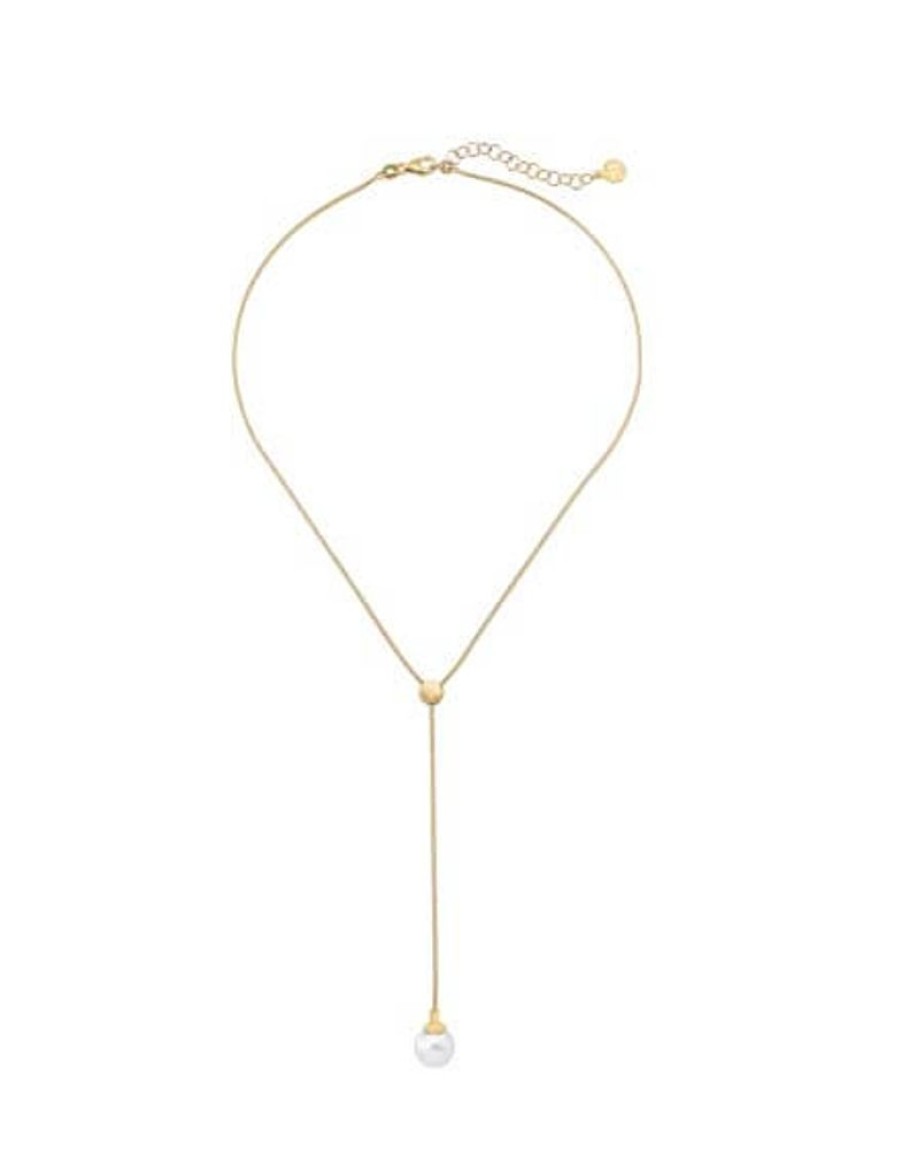 MAJORICA Gold Plated Necklace Alba With White Pearl | Pearl Chain Necklaces