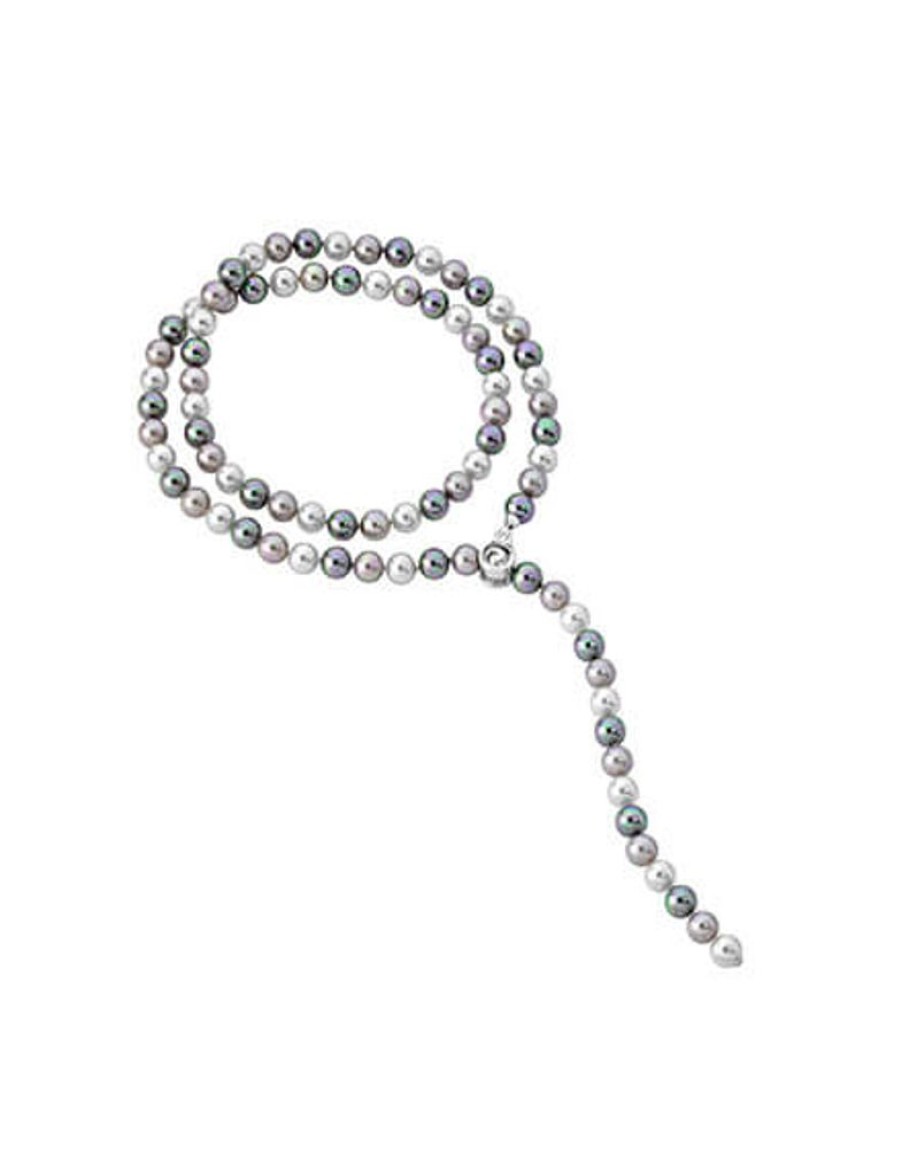 MAJORICA Silver Necklace Lyra 10Mm 90Cm White, Gray And Nuage | Long Pearl Necklaces