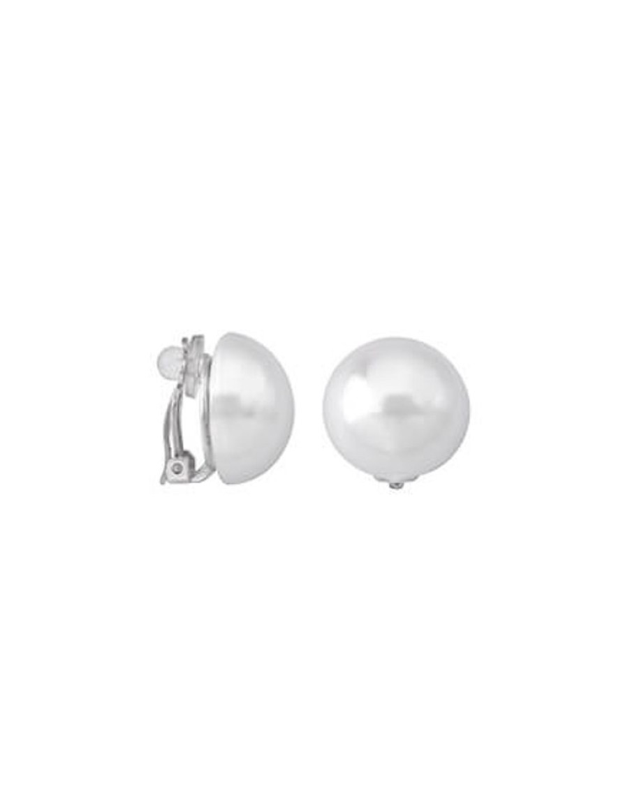 MAJORICA 18Mm White Pearl Mabe Clip Earrings | Short Earrings