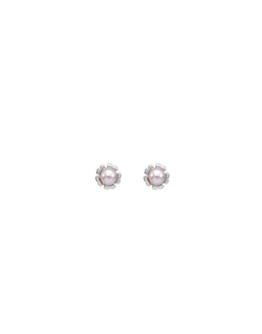 MAJORICA Earrings Cies Silver With Pink Pearl 4Mm | Short Earrings