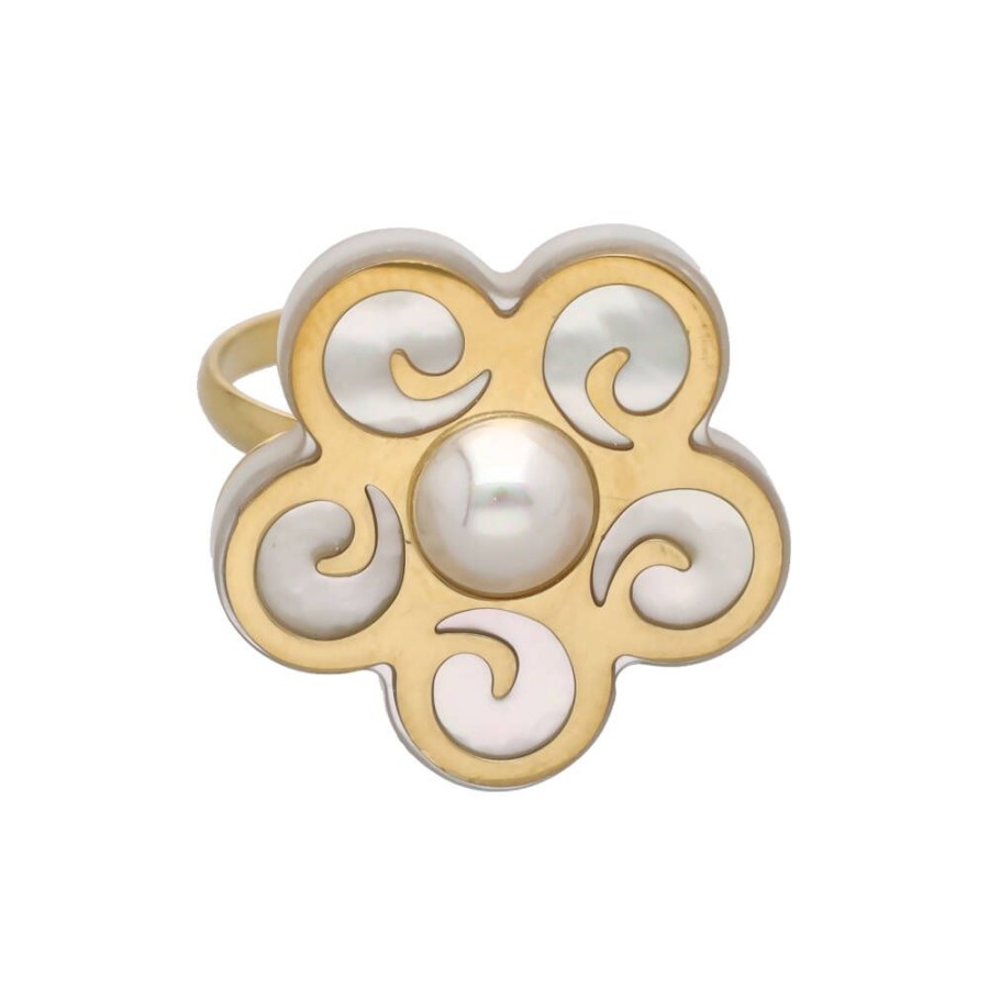 MAJORICA Roxana Small Ring With Mother-Of-Pearl | Large Pearl Rings