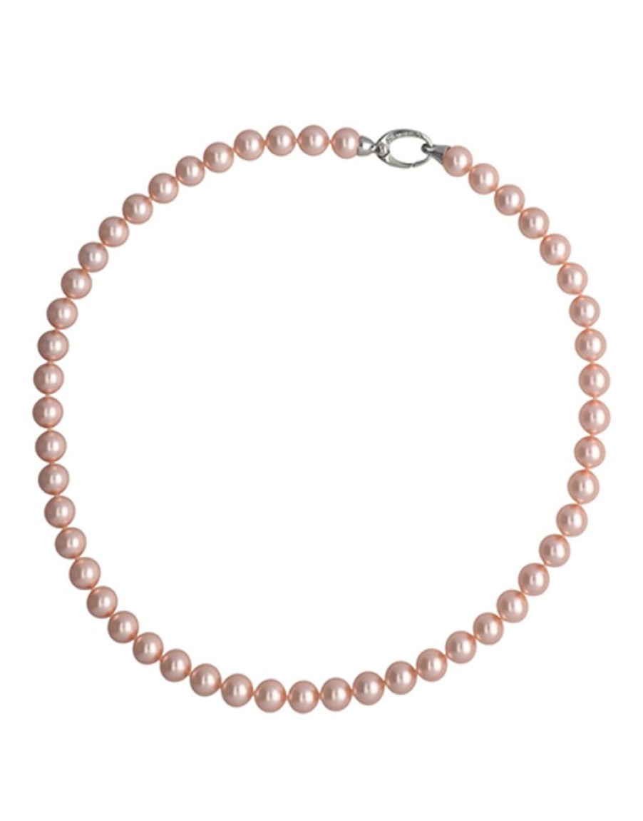 MAJORICA Silver Necklace Lyra 45Cm With 8Mm Pink Pearls | Long Pearl Necklaces