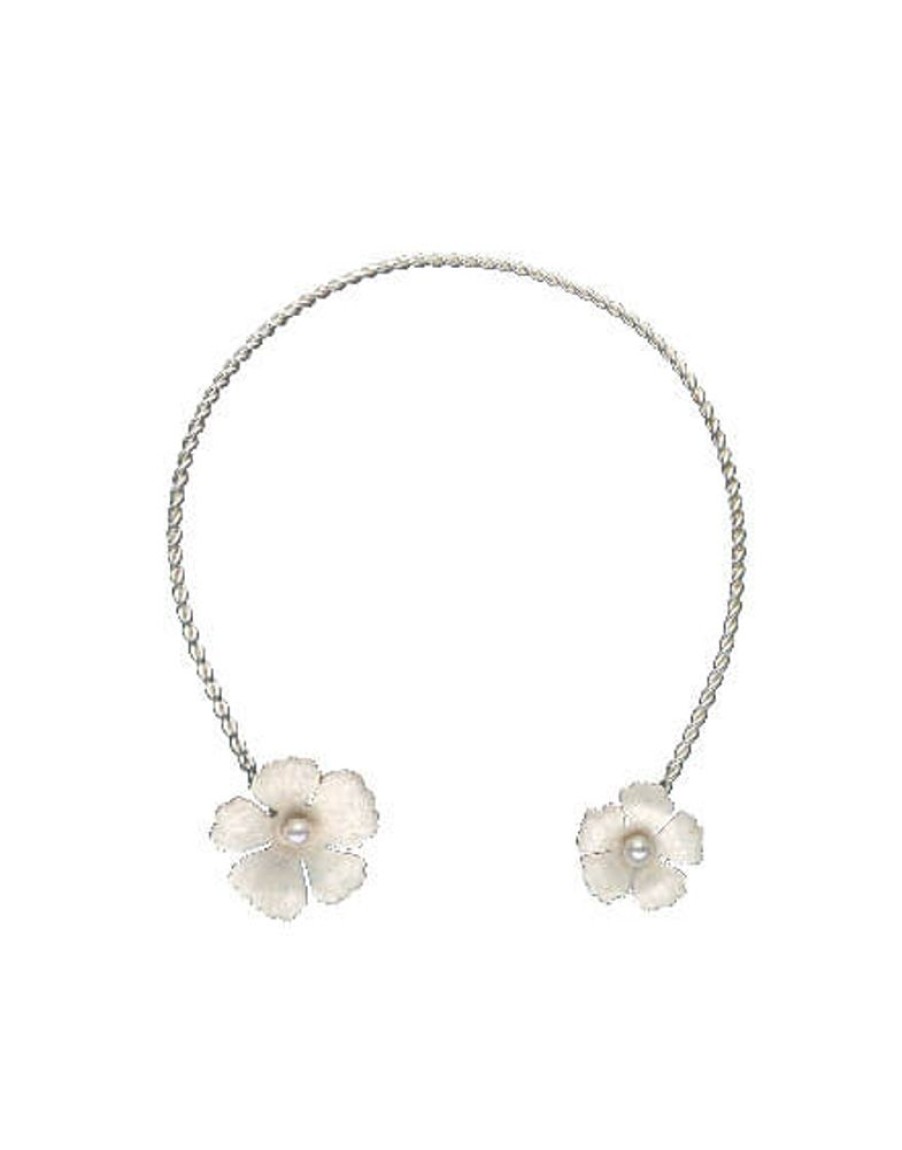 MAJORICA Adjustable Silver Santorini Bianco Bridal Choker With Nacre Flowers | Pearl Chokers