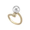 MAJORICA Gold-Plated Ring Selene With 10Mm White Pearl And Zircon | Medium-Sized Rings