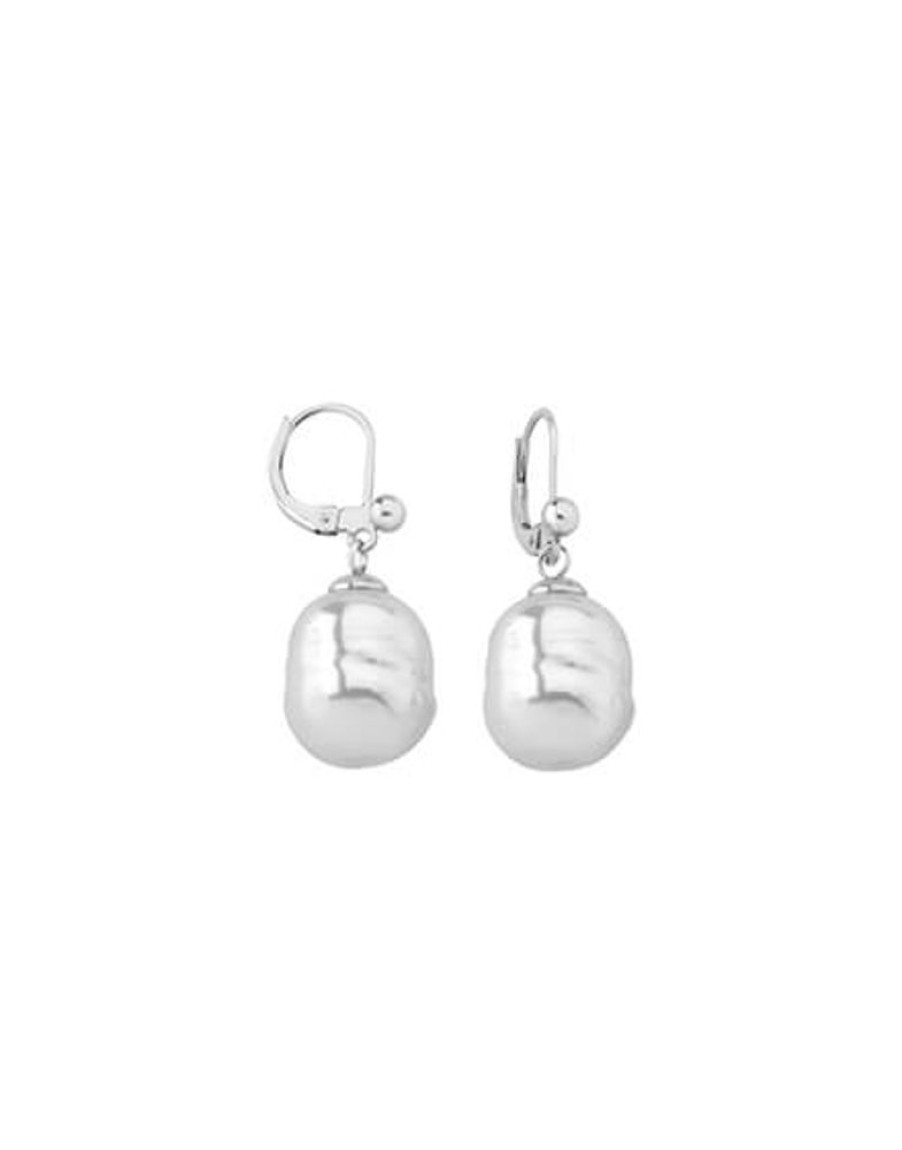 MAJORICA Silver Earrings Agora With 12Mm Barroque White Pearl | Pearl Drop Earrings