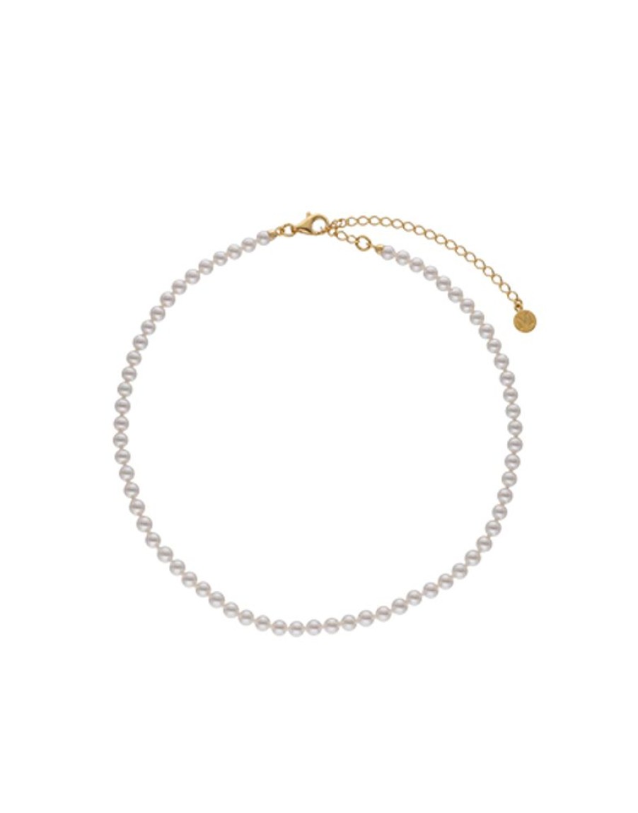 MAJORICA Gold-Plated Silver Necklace Ballet 4 Mm | Long Pearl Necklaces