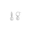 MAJORICA Anneau Hoop Earrings 22Mm Silver With Pearl | Pearl Hoop Earrings