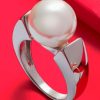 MAJORICA Silver Ring Nuada With 12Mm White Pearl | Pearl Engagement Rings