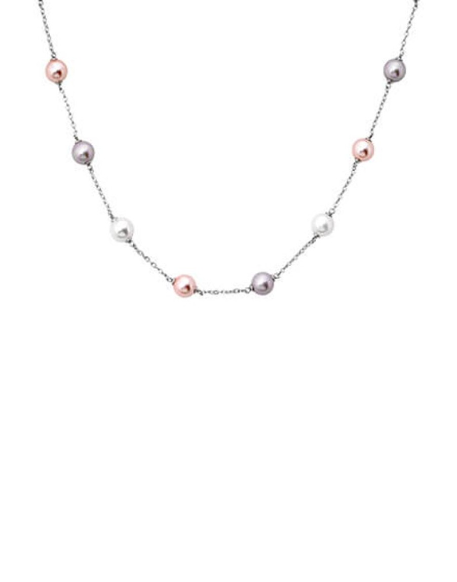 MAJORICA Short Necklace Ilusion 8Mm White, Nuage And Pink Pearls | Pearl Chain Necklaces