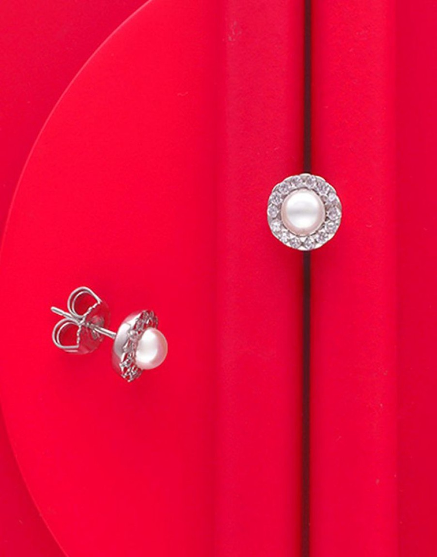 MAJORICA Silver Earrings Cometa With Round Pearl | Short Earrings