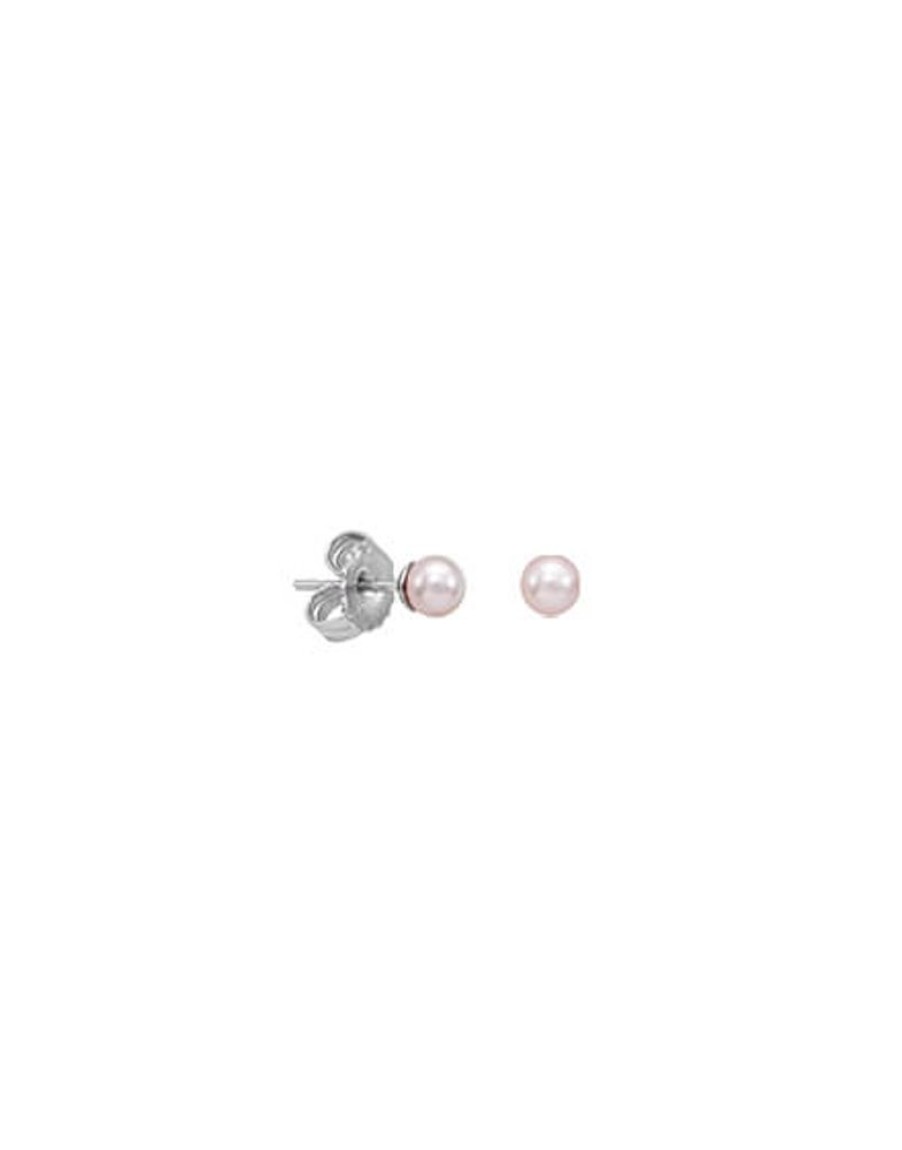 MAJORICA Earrings Cies Silver With 4Mm Pink Pearl | Pearl Stud Earrings