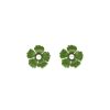 MAJORICA Santorini Small Flower Olive Green Earrings In Silver | Short Earrings