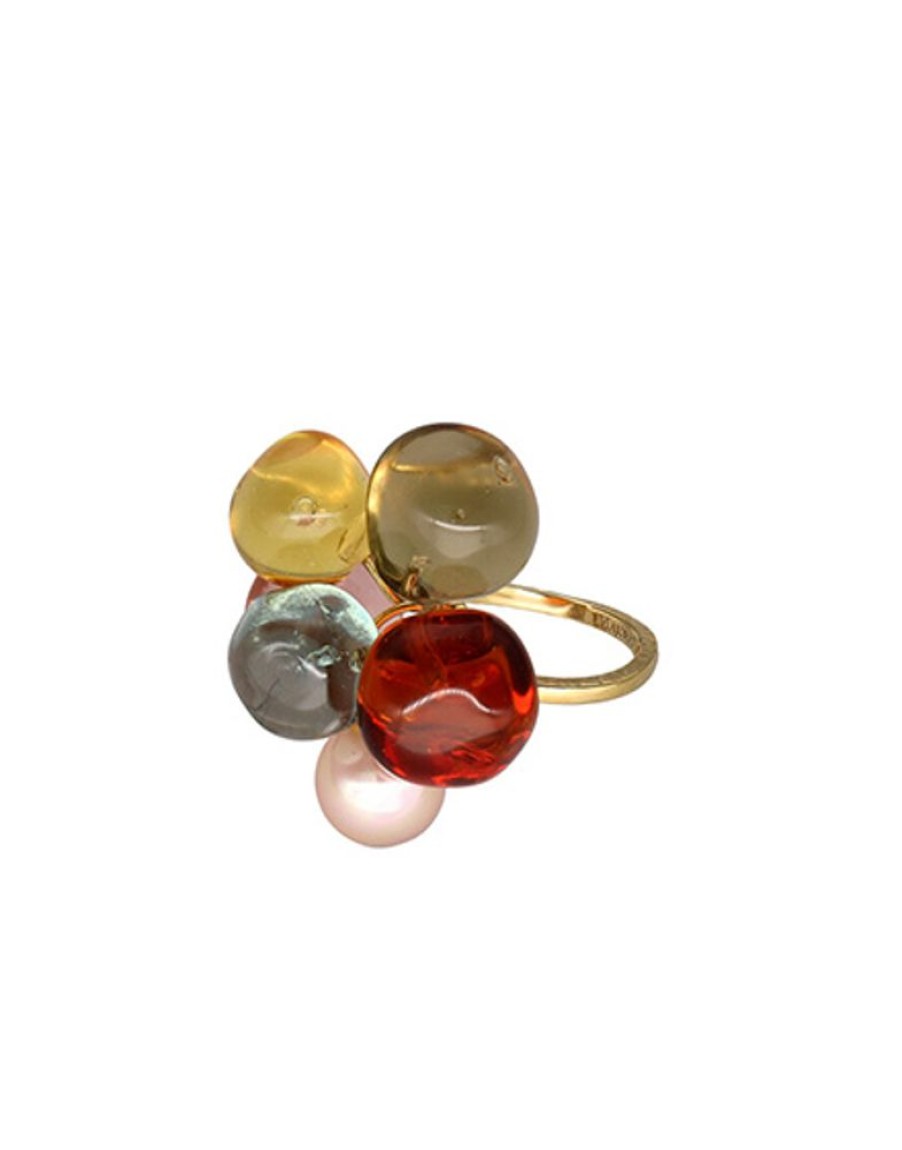 MAJORICA Ring Flower Corfu With Pearls And Murano Glass | Large Pearl Rings