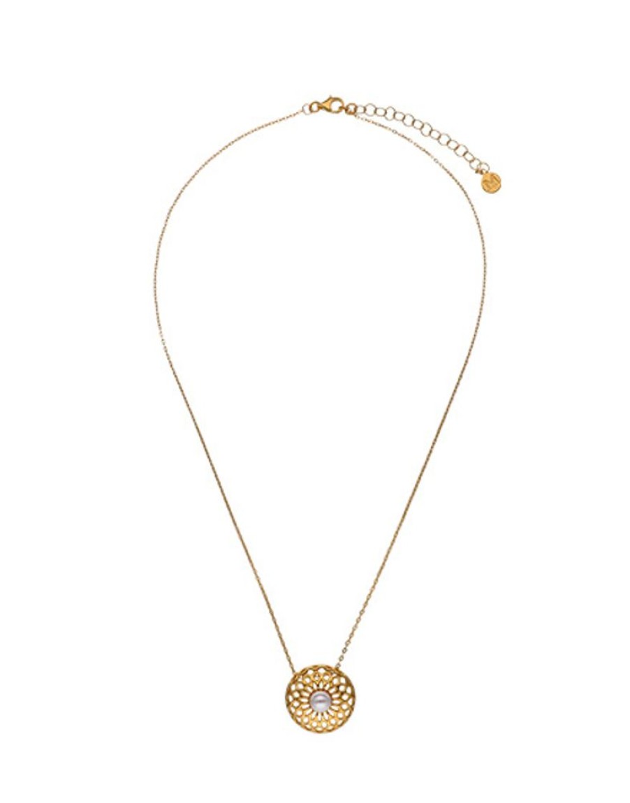 MAJORICA Etna Necklace In Gold-Plated Silver And Round Pearl 37Cm | Pendants With Chain