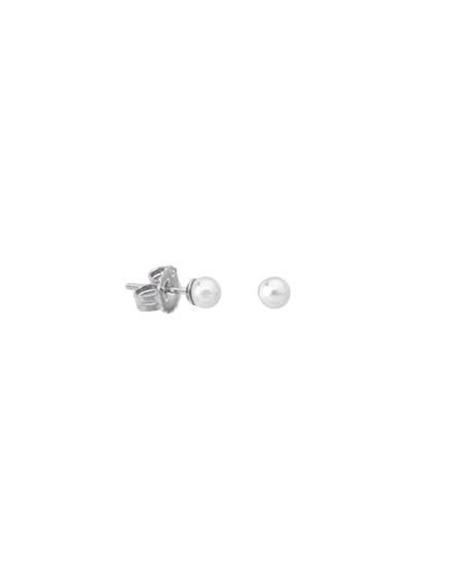 MAJORICA Earrings Cies Silver With 4Mm White Pearl | Pearl Stud Earrings