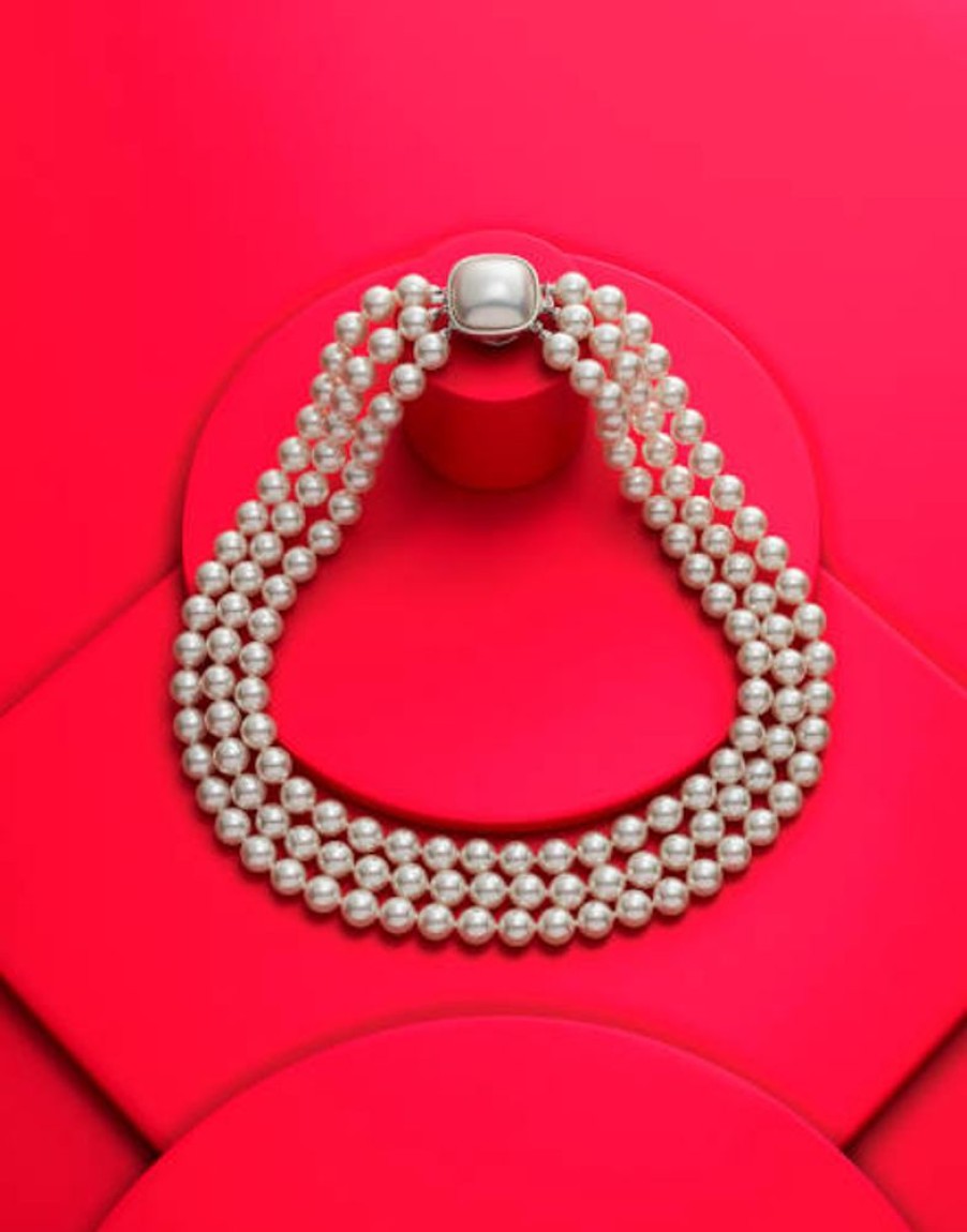 MAJORICA Pearl Silver Necklace Luna | Long Pearl Necklaces