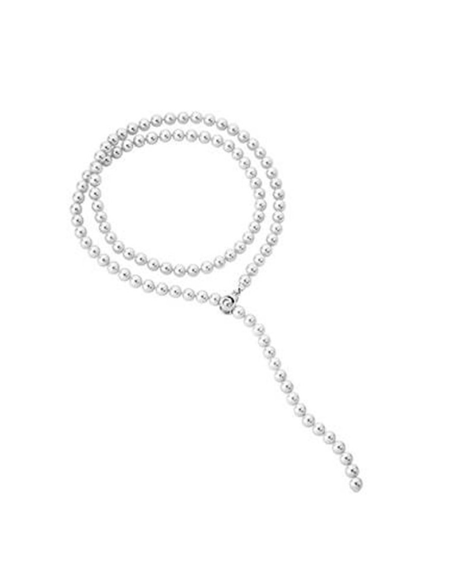 MAJORICA Silver Necklace Lyra 8Mm 90Cm | Long Pearl Necklaces