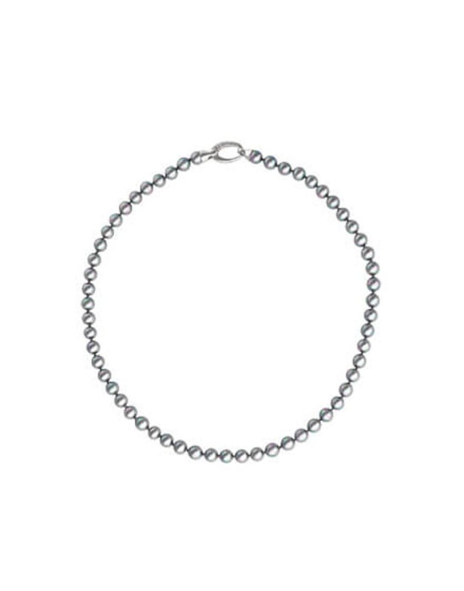 MAJORICA Silver Neclace Lyra With 6Mm Gray Pearl 40Cm | Long Pearl Necklaces