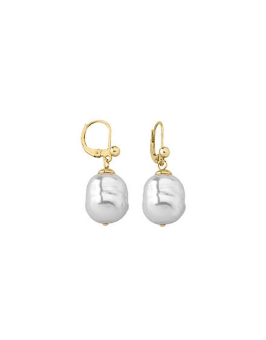 MAJORICA Gold Plated Earrings Agora With 12Mm White Pearl | Pearl Drop Earrings