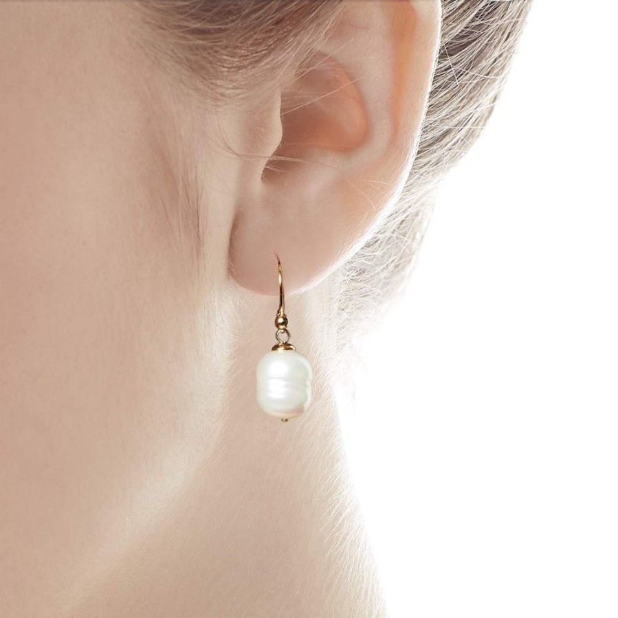 MAJORICA Gold Plated Earrings Agora With 12Mm White Pearl | Pearl Drop Earrings