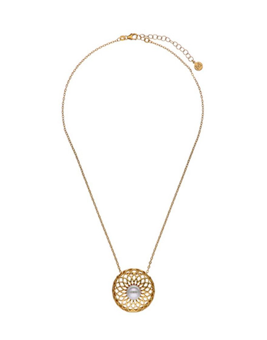 MAJORICA Etna Necklace In Gold-Plated Silver And Round Pearl 42Cm | Pendants With Chain