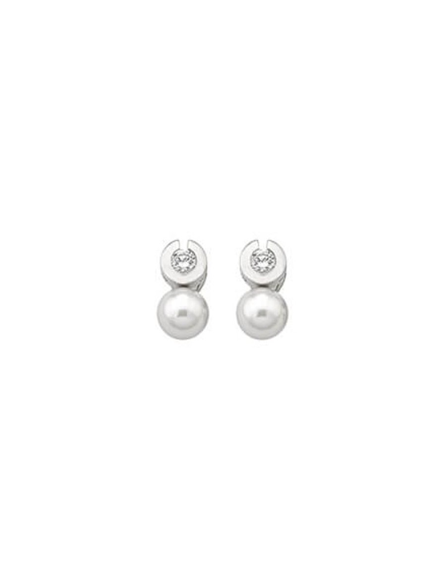 MAJORICA Earrings Exquisite Silver With 10Mm White Pearl And Zircons | Tu & Yo Earrings