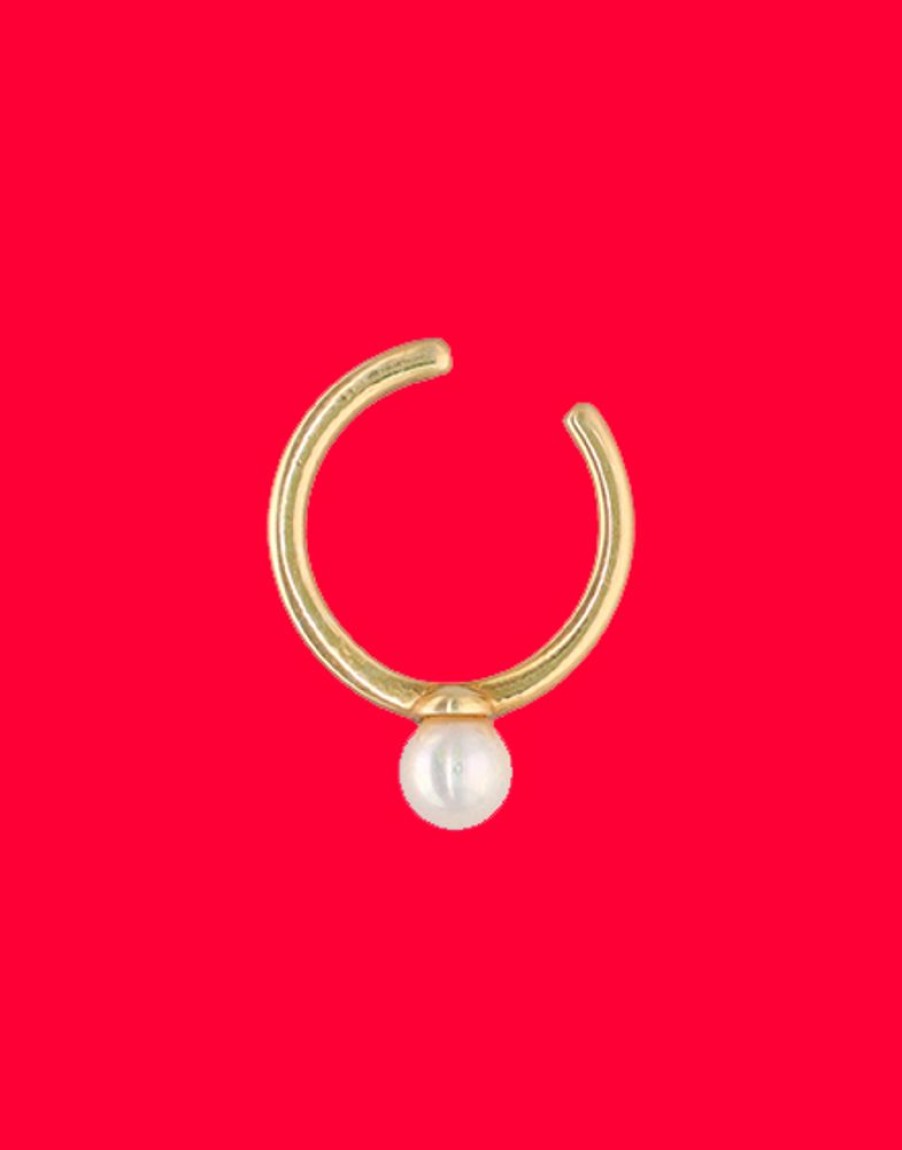 MAJORICA Kea Gold Earcuff Earring With Round Central Pearl | Ear Cuffs