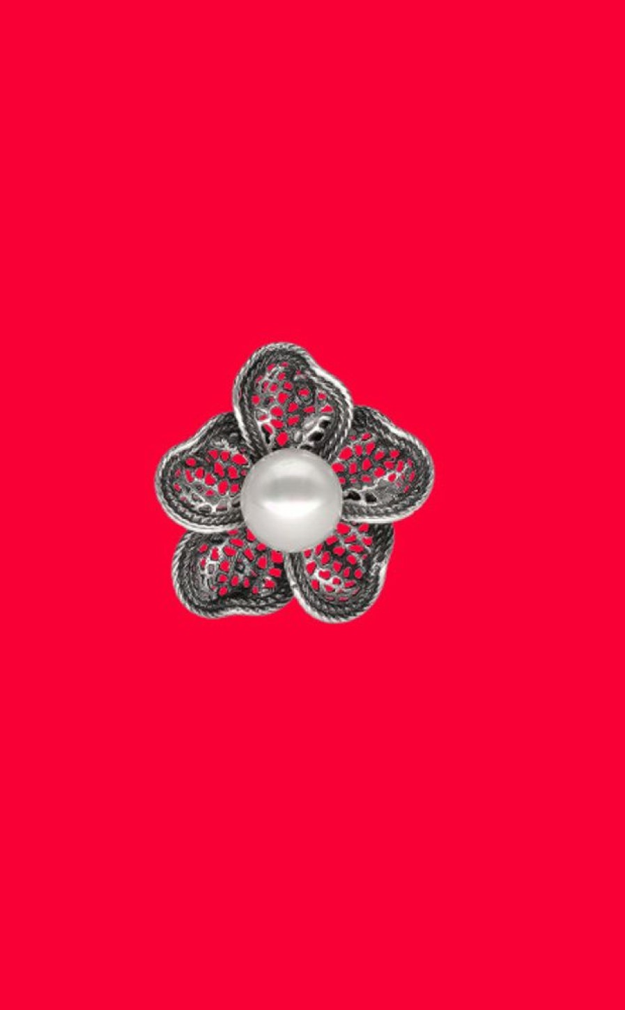 MAJORICA Pearl Ring Peregrina With Filigree Flower | Large Pearl Rings