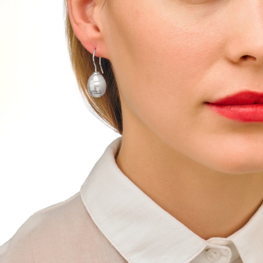 MAJORICA Earrings Tender Silver With 12Mm White Baroque Pearl | Pearl Drop Earrings