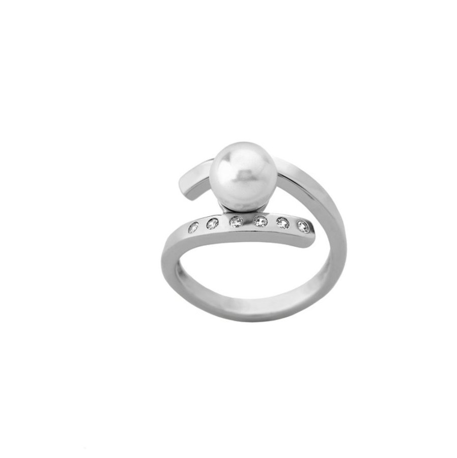 MAJORICA Silver Ring Selene With Pearl And Zircons | Medium-Sized Rings