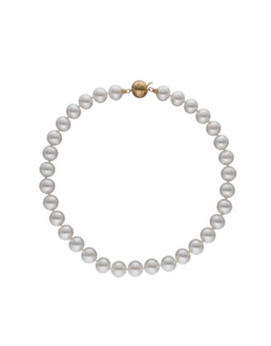 MAJORICA Golden Silver Necklace Lyra 10Mm 45Cm | Long Pearl Necklaces