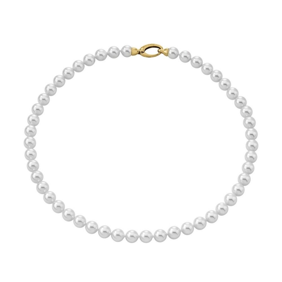 MAJORICA Golden Silver Necklace Lyra 8Mm 45Cm | Long Pearl Necklaces