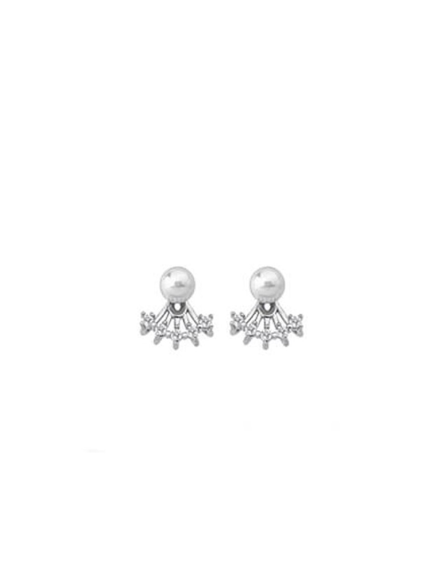 MAJORICA Earrings Mood Silver With 6Mm White Pearl And Zircons | Short Earrings