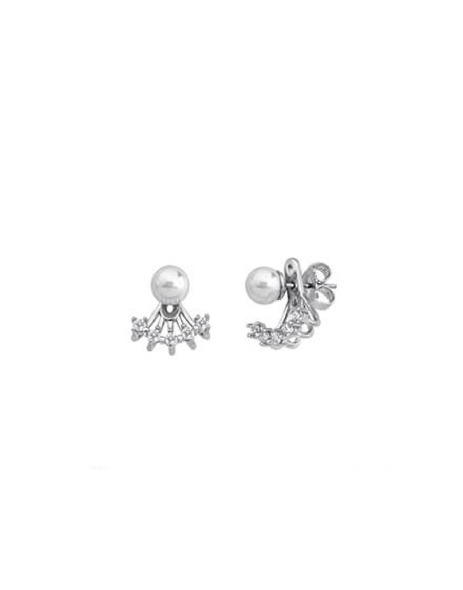 MAJORICA Earrings Mood Silver With 6Mm White Pearl And Zircons | Short Earrings