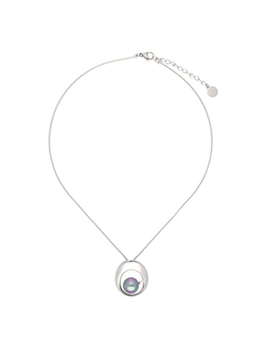 MAJORICA Petra Pendant With Grey Pearl And Steel Chain | Pendants With Chain