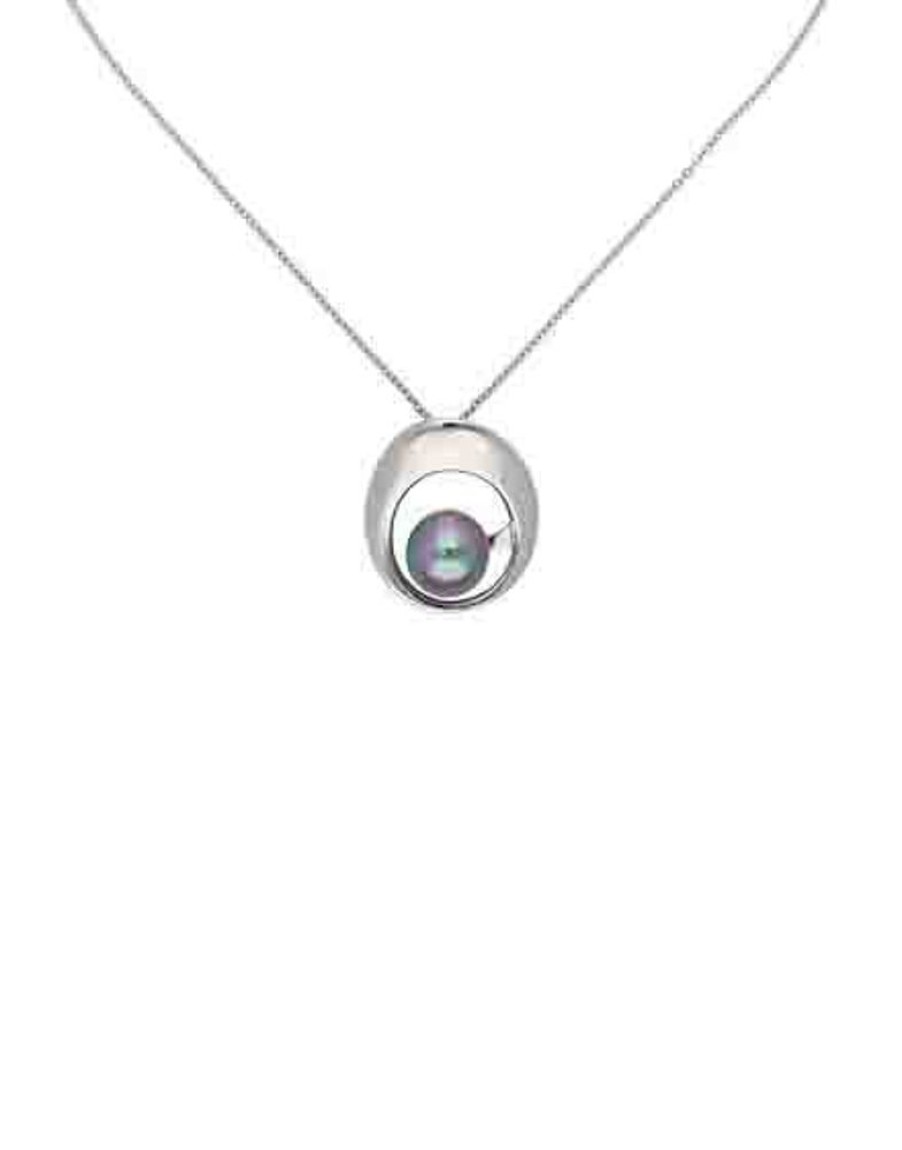 MAJORICA Petra Pendant With Grey Pearl And Steel Chain | Pendants With Chain