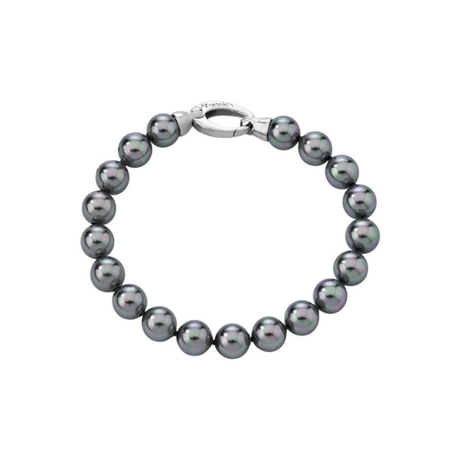 MAJORICA Silver Bracelet Lyra With 8Mm Gray Pearls | Silver Bracelets